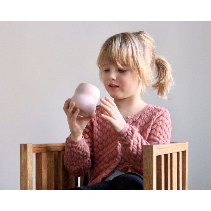 Zaunkönig Kindergeschirr Porzellan- Becher und Schale für Kleine rosa gelb bei Nauli and Stories