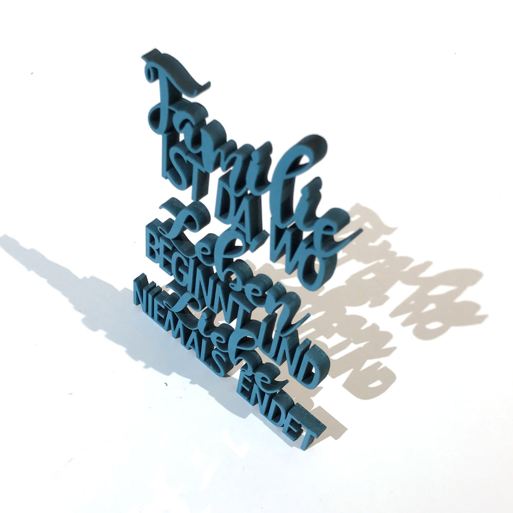 NoGallery Schriftzug Familie ist da wo Leben beginnt und Liebe niemals endet - Schriftzug aus Holz bei Nauli and Stories