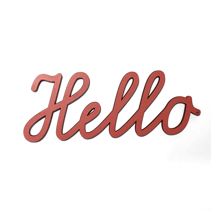 NoGallery Schriftzug Hello  -  roter 3D Schriftzug aus Holz bei Nauli and Stories