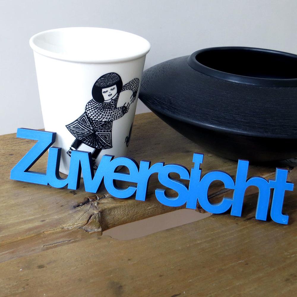 NoGallery Schriftzug Zuversicht - blauer 3D Schriftzug für die Wand bei Nauli and Stories