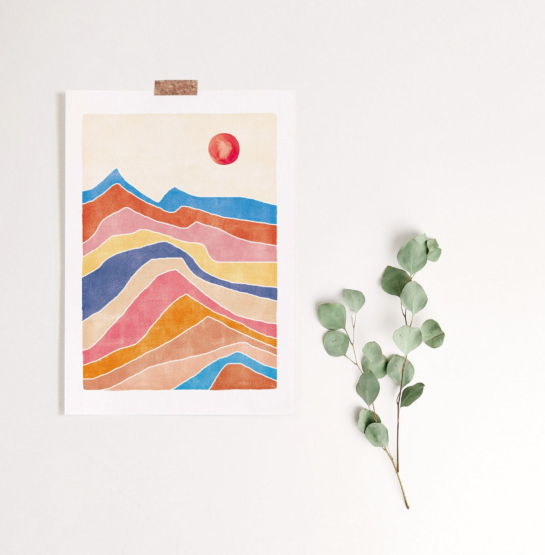 Paperlandscape Kunstdruck Kunstdruck DIN A4 Bunte Landschaft bei Nauli and Stories