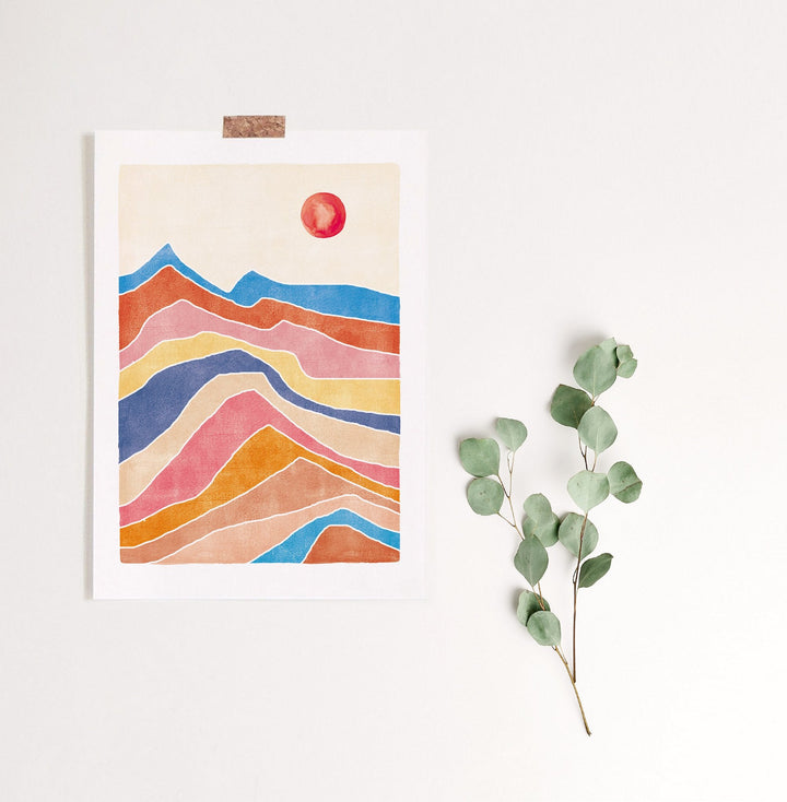Paperlandscape Kunstdruck Kunstdruck DIN A4 Bunte Landschaft bei Nauli and Stories