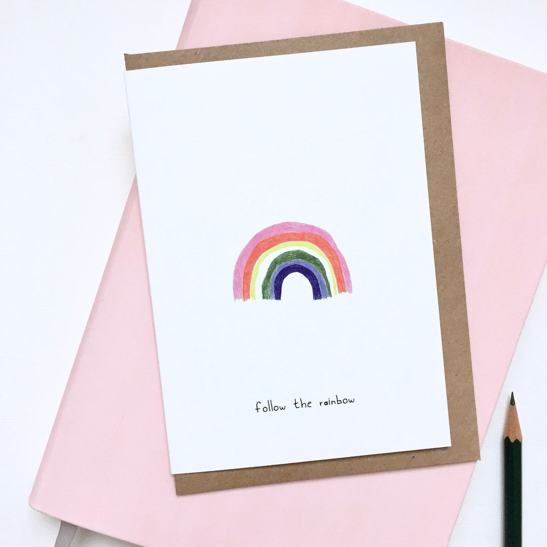 Pink Cloud Studio Mut zusprechen Regenbogen - follow the rainbow - Grußkarte bei Nauli and Stories