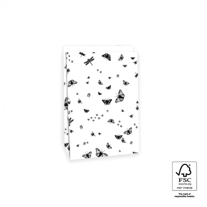 Geschenkverpackung Geschenktüten Geschenktüte schwarz weiß Insekten mit Boden bei Nauli and Stories
