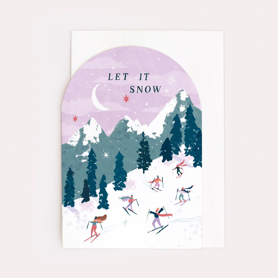 Sister Paper Co. Weihnachten Weihnachtskarte - Let it snow - Skifahrer bei Nauli and Stories