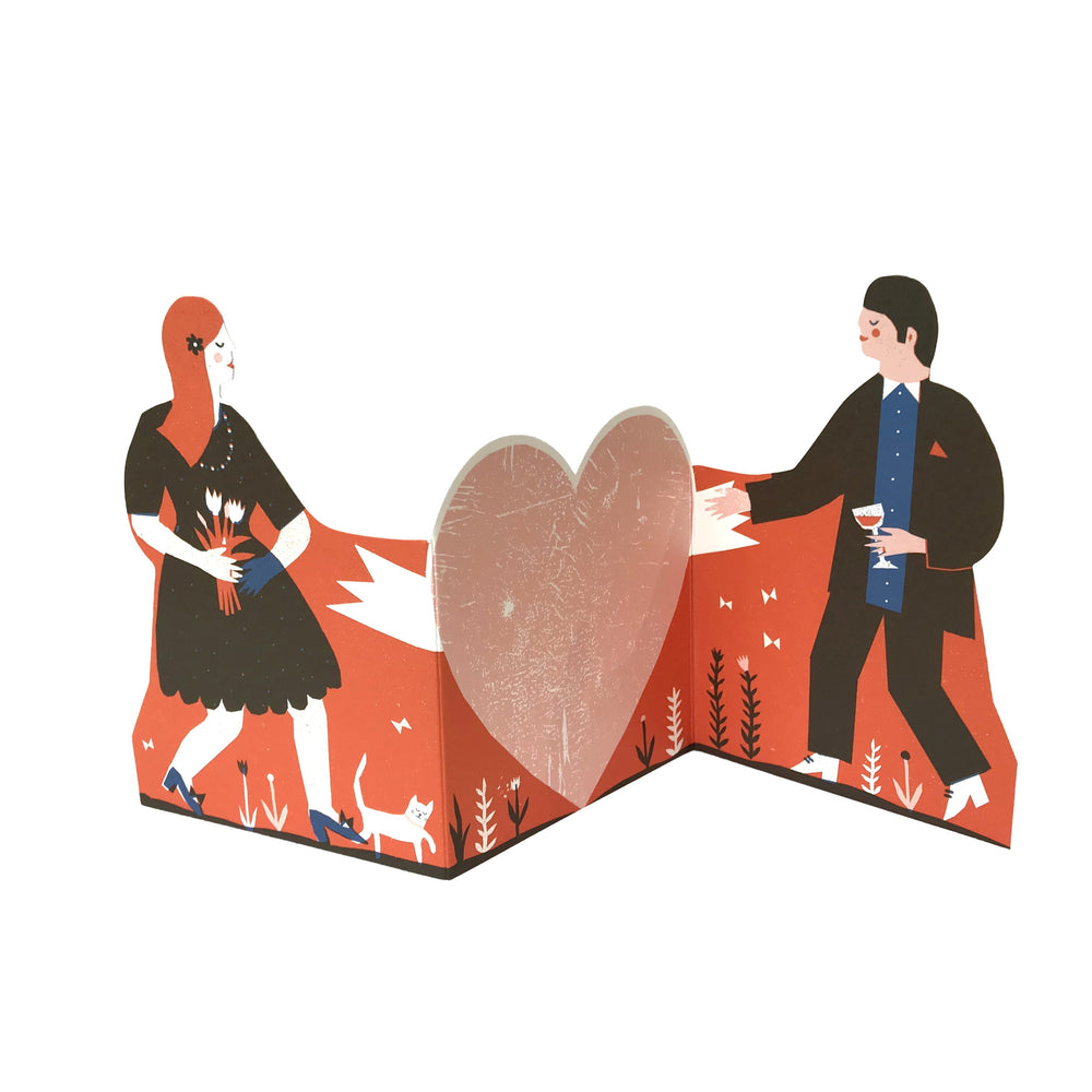 The Printed Peanut Hochzeit Hochzeitskarte - Concertina Heart Card Man and Woman bei Nauli and Stories