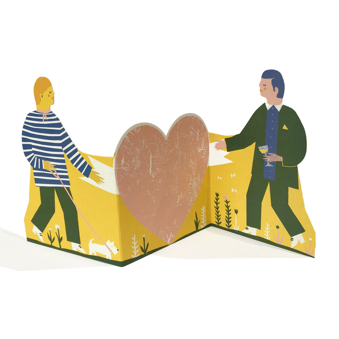 The Printed Peanut Hochzeit Hochzeitskarte - Concertina Heart Card Two Men bei Nauli and Stories