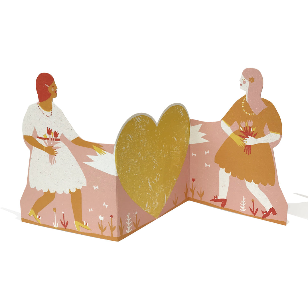 The Printed Peanut Hochzeit Hochzeitskarte - Concertina Heart Card Two Woman bei Nauli and Stories
